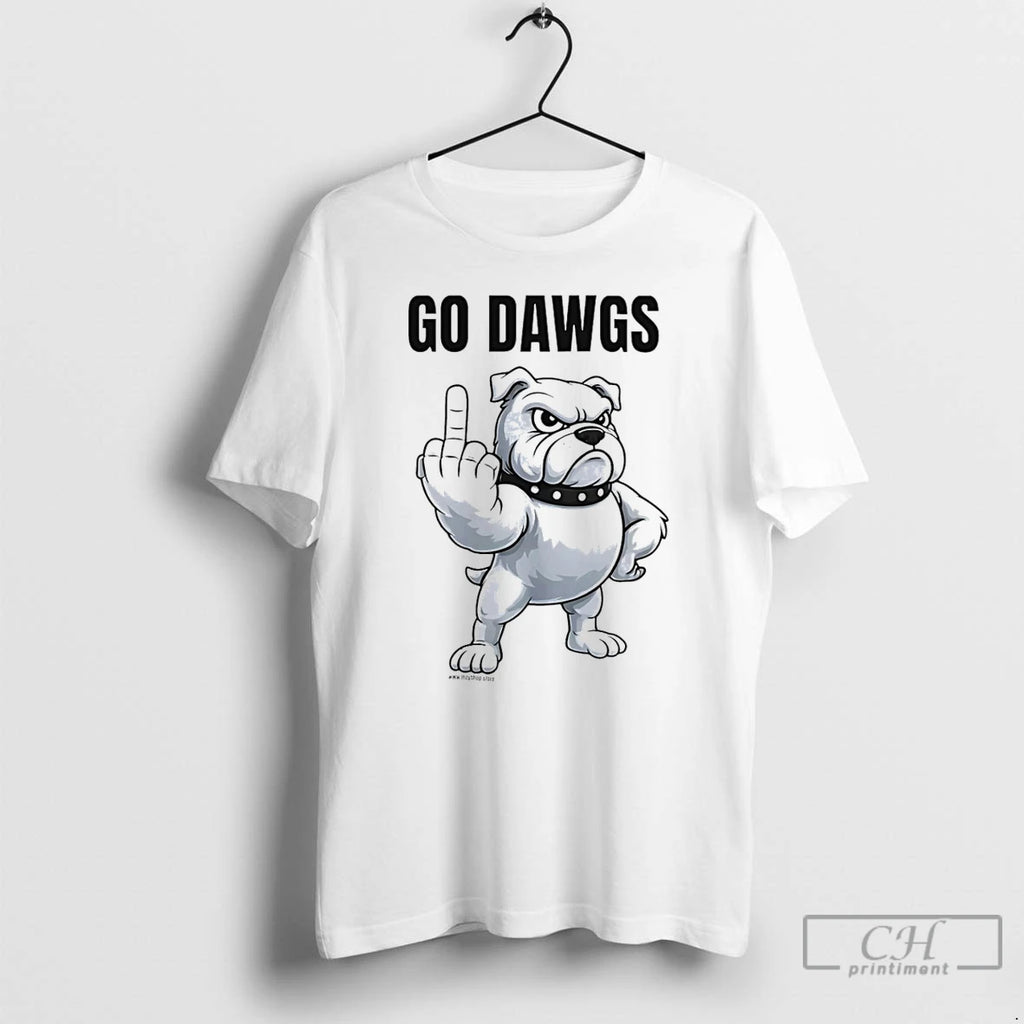 Classic Bulldog Flipping Off Go Dawgs Middle Finger
