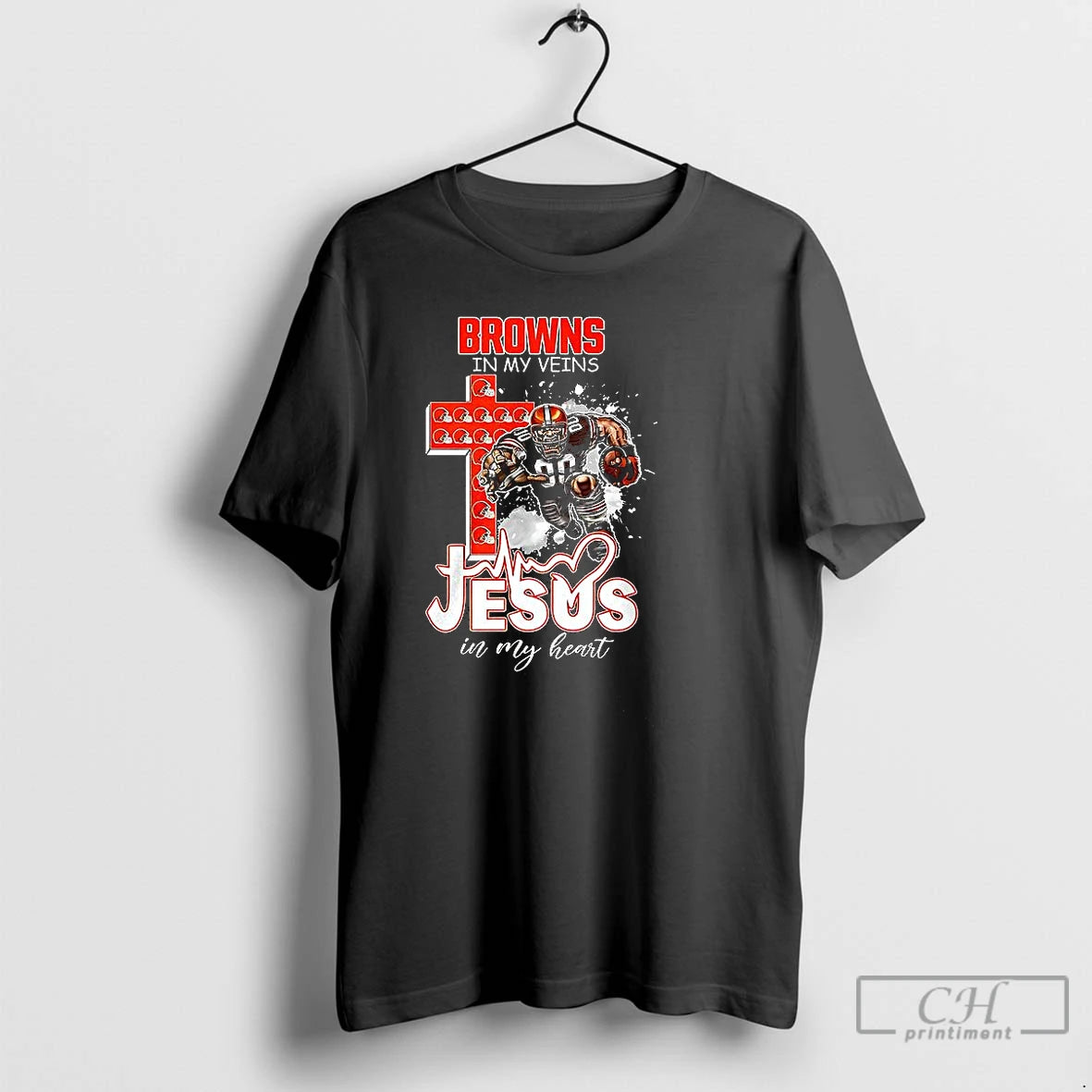 Classic Cleveland Browns In My Veins Jesus In My Heart Mascot