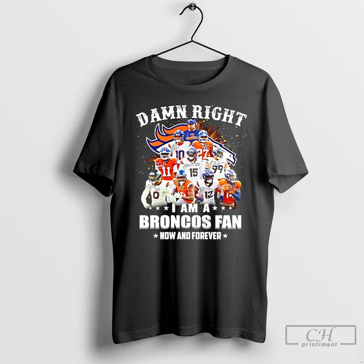 Classic Damn Right I Am A Broncos Fan Now And Forever Player Collage Christmas Tree