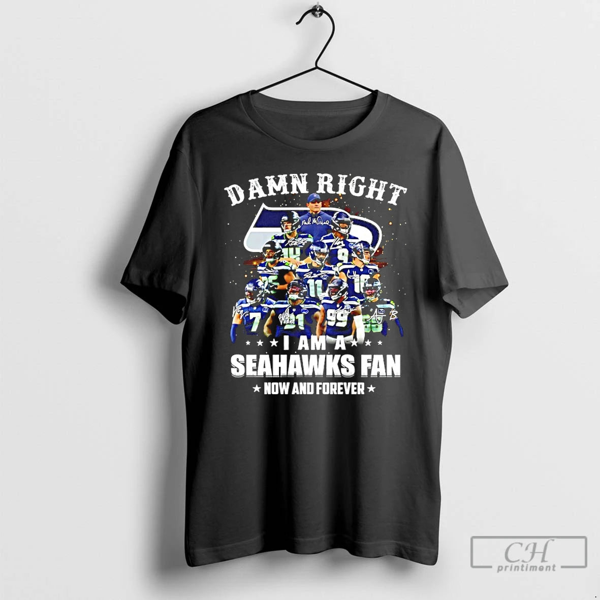 Classic Damn Right I Am A Seahawks Fan Now And Forever Player Collage Christmas Tree