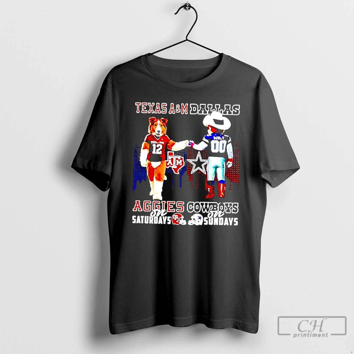 Classic Funny Texas Am Aggies On Saturdays Vs Dallas Cowboys On Sundays Mascot Skyline