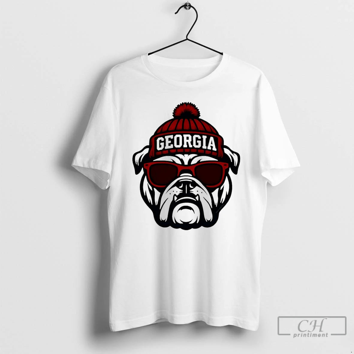 Classic Georgia Bulldog With Glasses And Hat