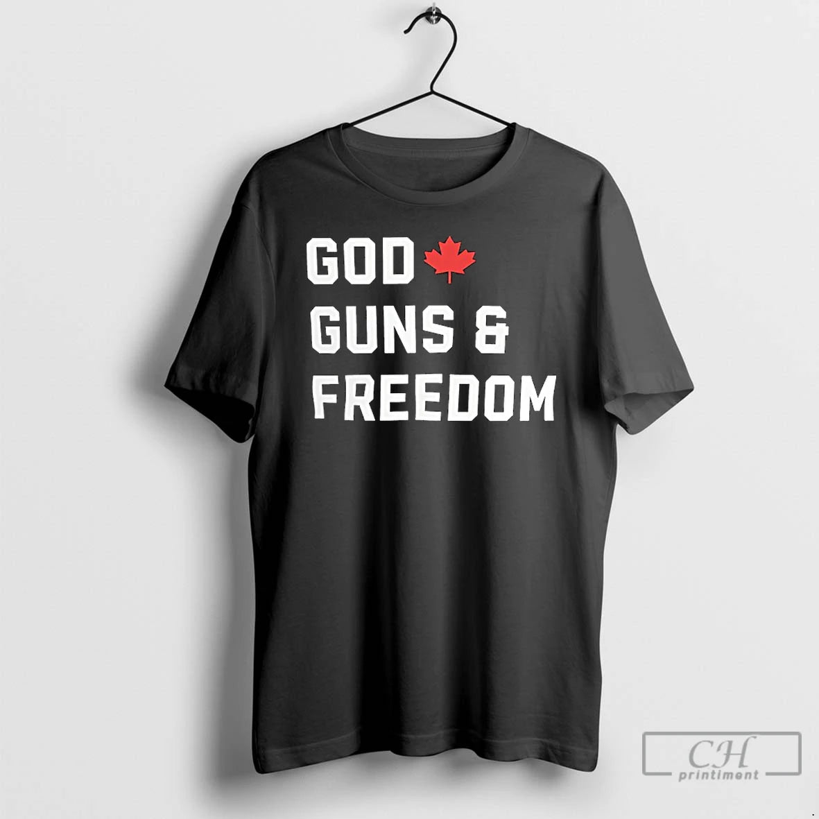 Classic God Guns Freedom Canada Red Maple Leaf Graphic