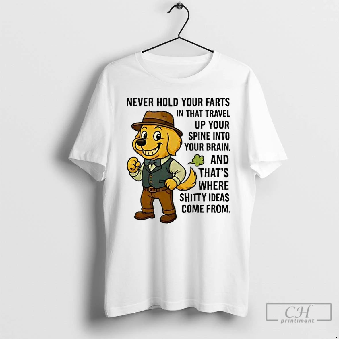 Classic Golden Retriever Never Hold Your Farts Travel Up Your Spine Into Your Brain