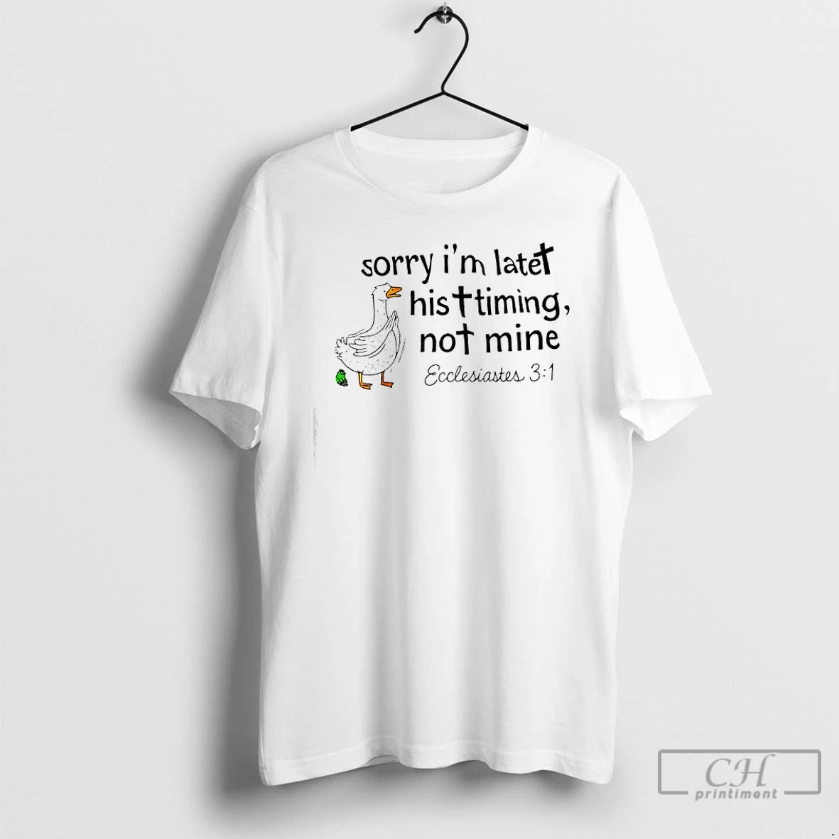 Classic Goose And Frog Sorry Im Late His Timing Not Mine Ecclesiastes T Shirts Sweater