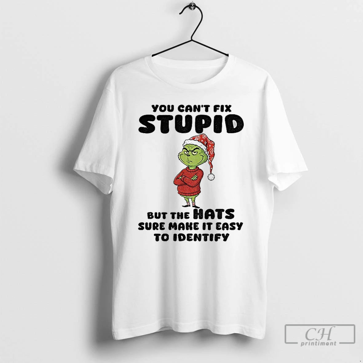 Classic Grinch Santa Hat You Cant Fix Stupid But The Hats Sure Make It Easy