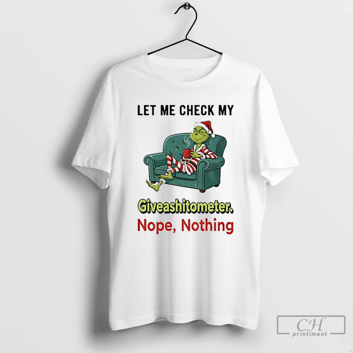 Classic Grinch Santa Let Me Check My Giveashittometer Nope Nothing Christmas