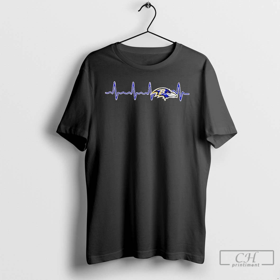 Classic Heartbeat Baltimore Ravens Football Logo Graphic