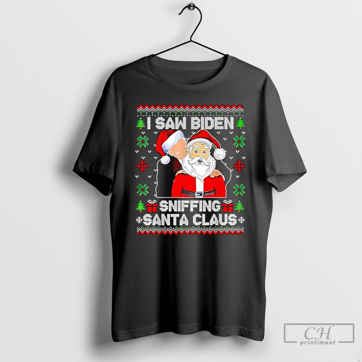 Classic I Saw Biden Sniffing Santa Claus Novelty Ugly Christmas