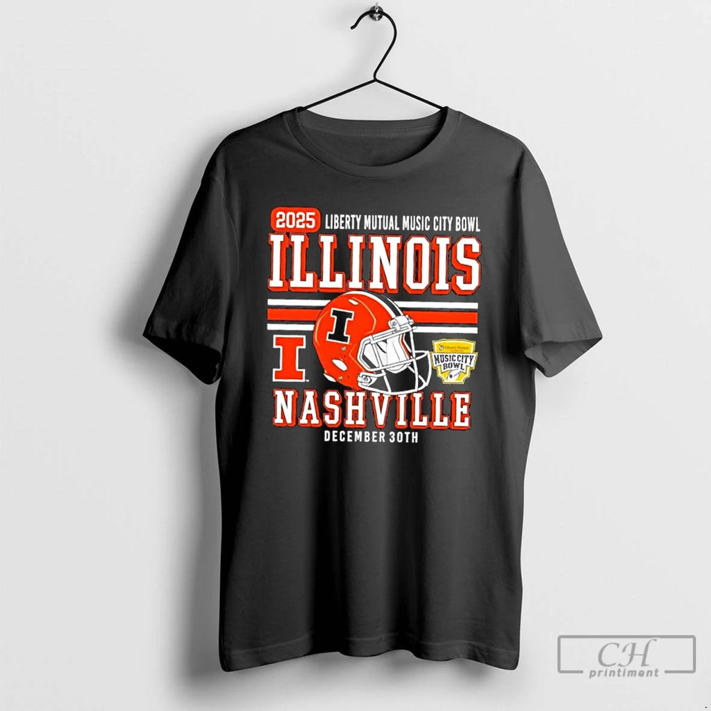 Classic Illinois Fighting Illini Football Adult 2025 Liberty Mutual Music City Bowl T Shirts Sweater