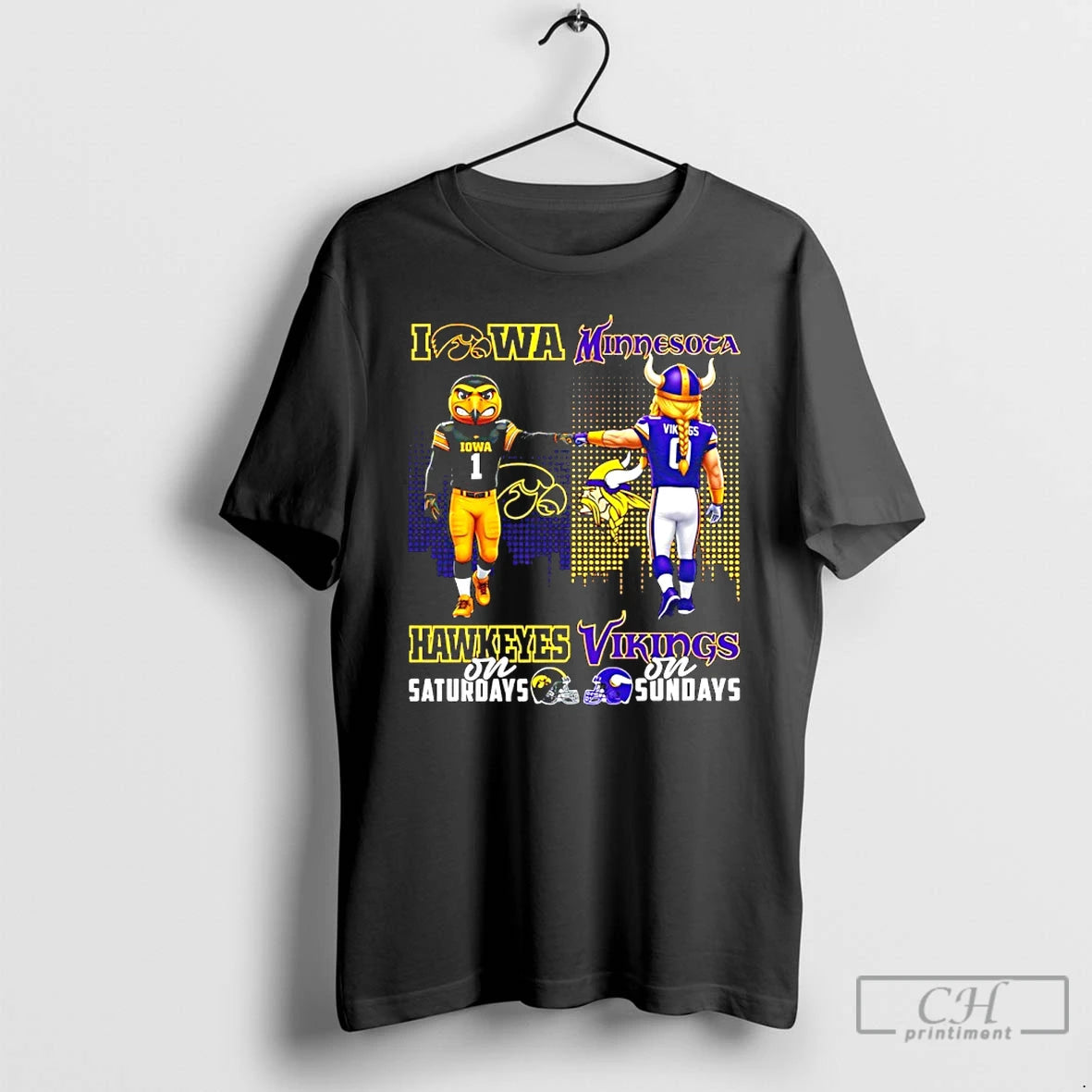 Classic Iowa Hawkeyes On Saturdays Vs Minnesota Vikings On Sundays Mascot Skyline T Shirts Sweater