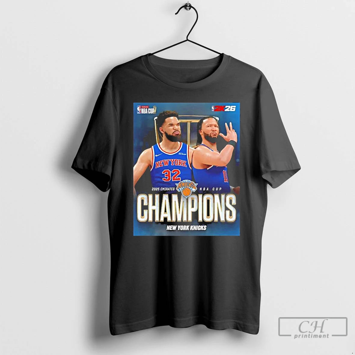 Classic Jalen Brunson And Karl Anthony Towns 2025 Emirates Nba Cup Champions T Shirts Sweater