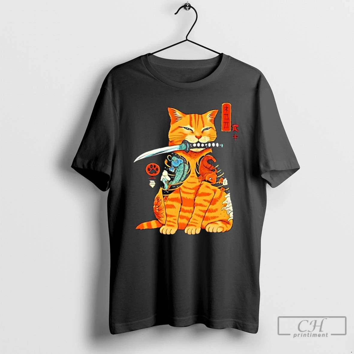 Classic Japanese Samurai Ninja Cat Kawaii Anime