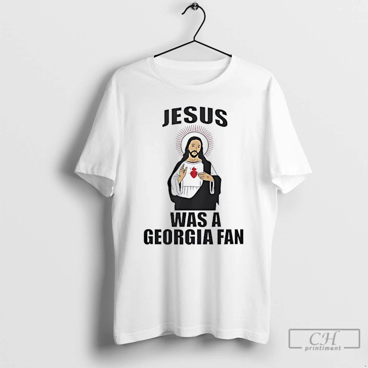 Classic Jesus And Blazing Heart Was A Georgia Fan