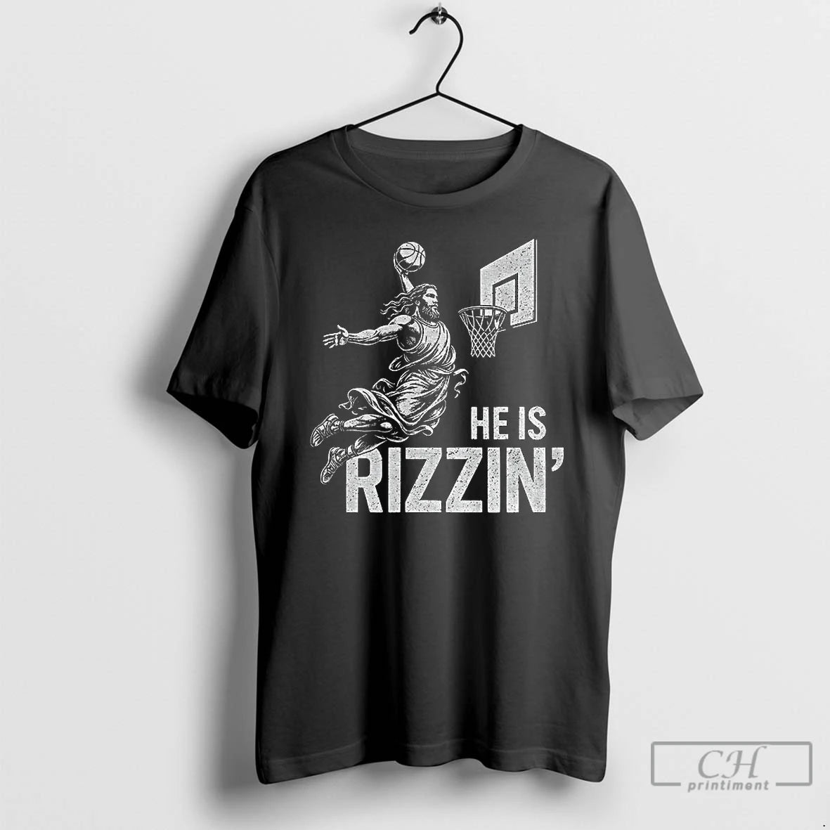 Classic Jesus Basketball He Is Rizzin Vintage