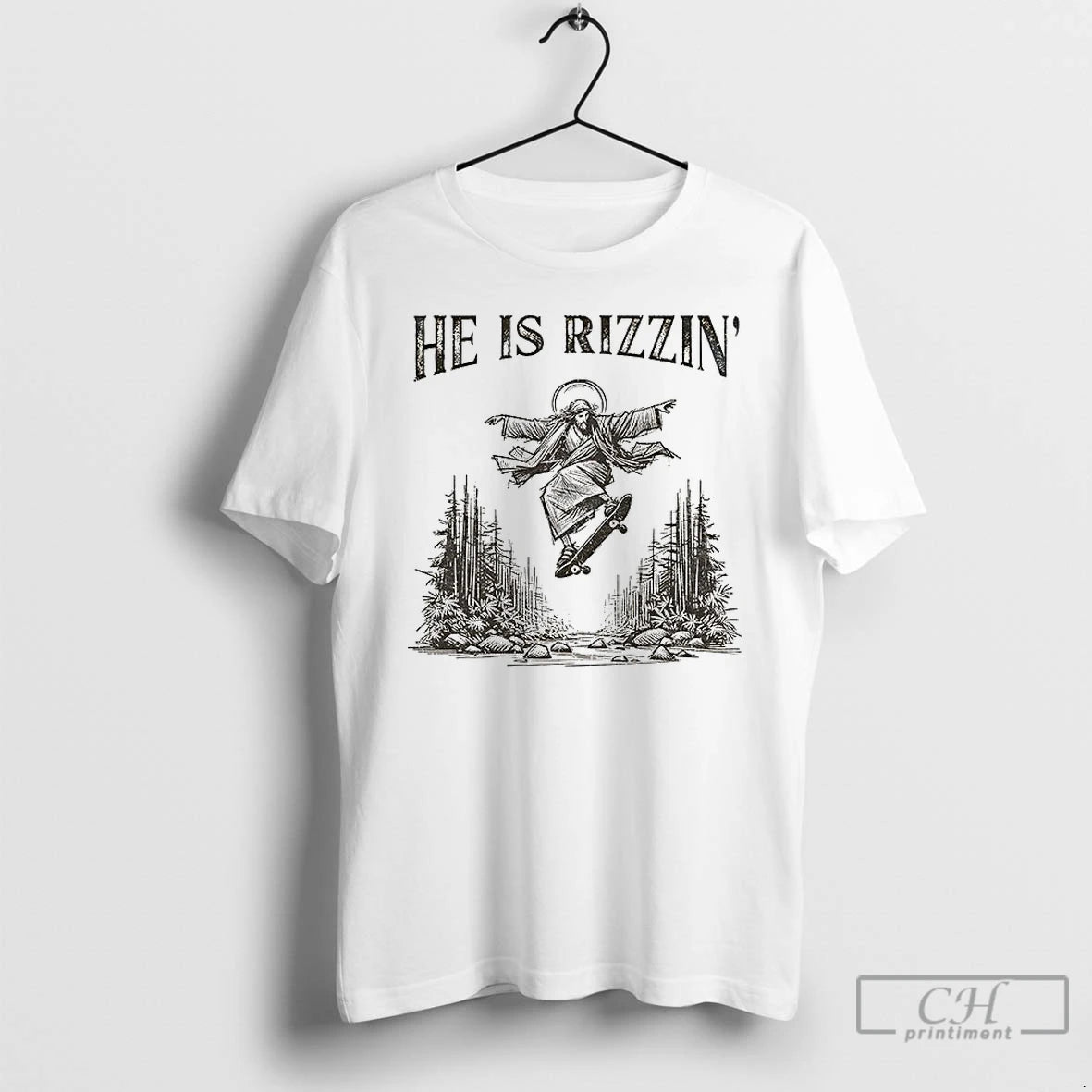 Classic Jesus Skateboarding He Is Rizzin Vintage