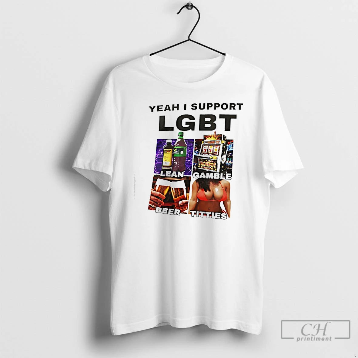 Classic Lean Gamble Beer Titties Yeah I Support Lgbt Graphic