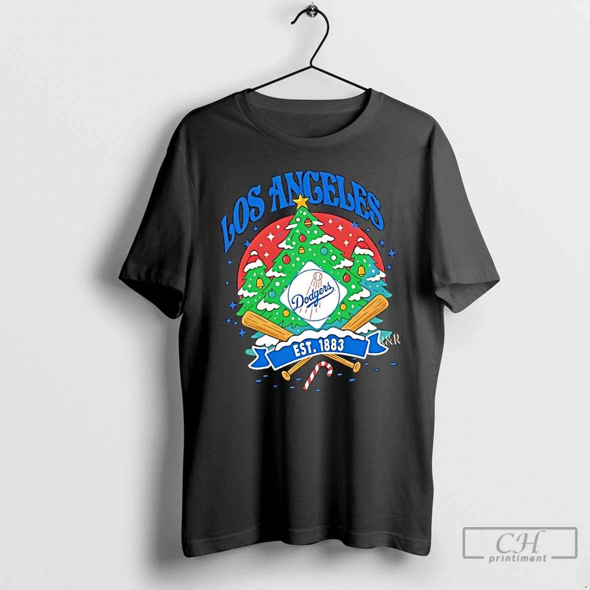 Classic Los Angeles Dodgers Ugly Christmas Tree Motif Est 1883 Logo