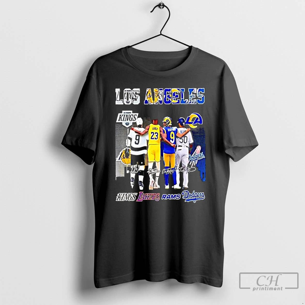 Classic Los Angeles Professional Sports Teams And Players Kings Lakers Rams And Dodgers T Shirts