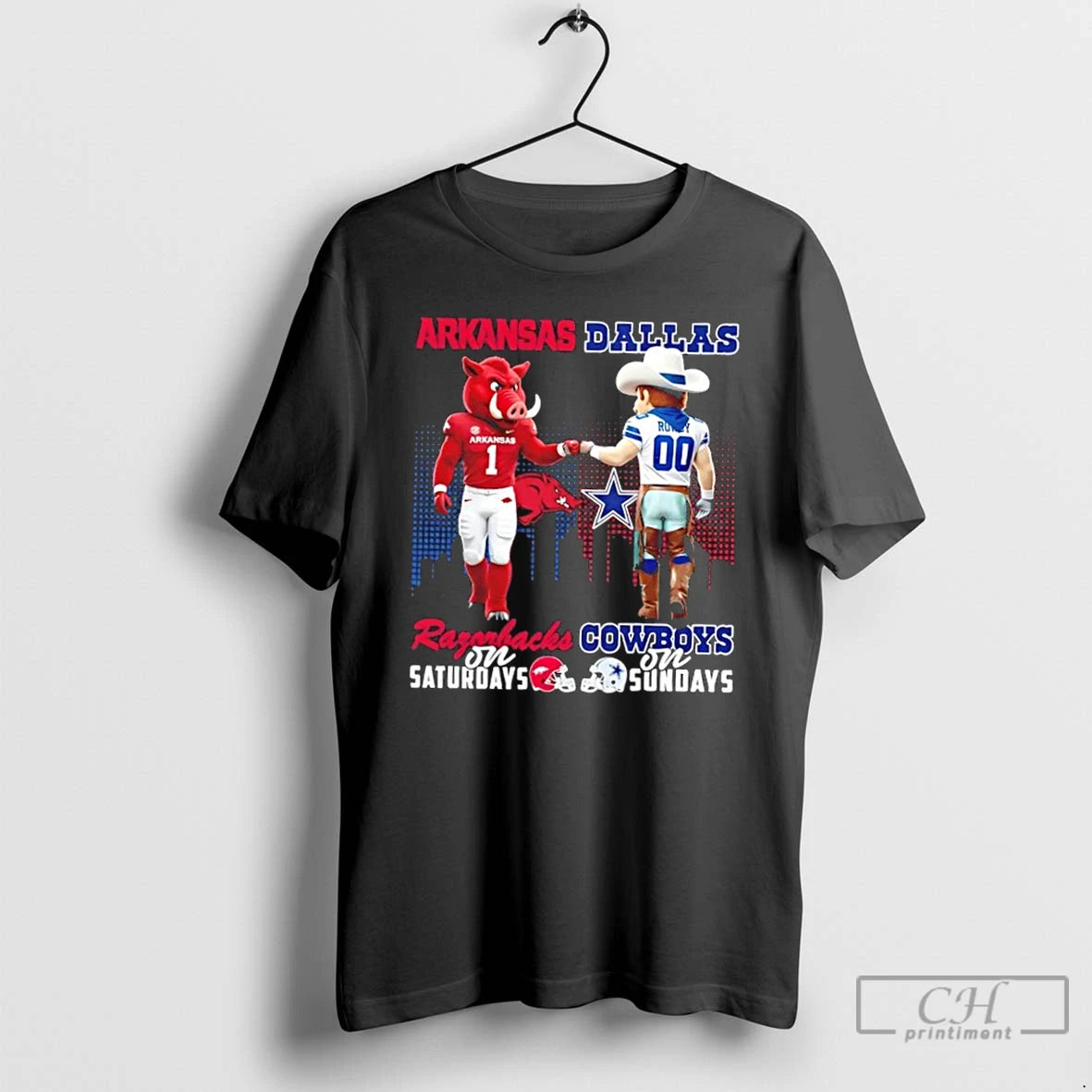 Classic Mascots Arkansas Razorbacks On Saturdays X Dallas Cowboys On Sundays Skyline T Shirts Sweater