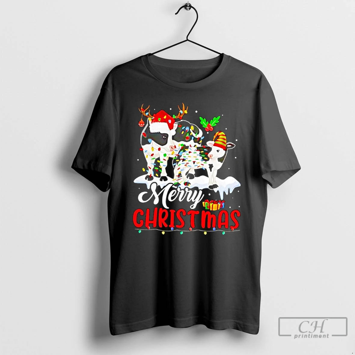 Classic Merry Christmas Cow