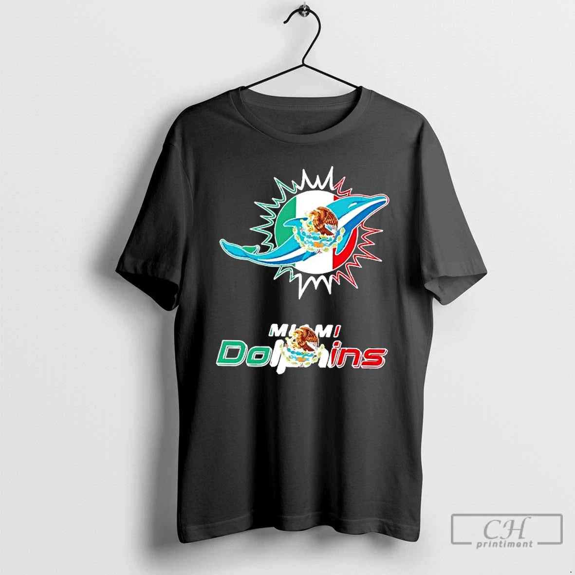 Classic Miami Dolphins Football X Mexican Flag Logo