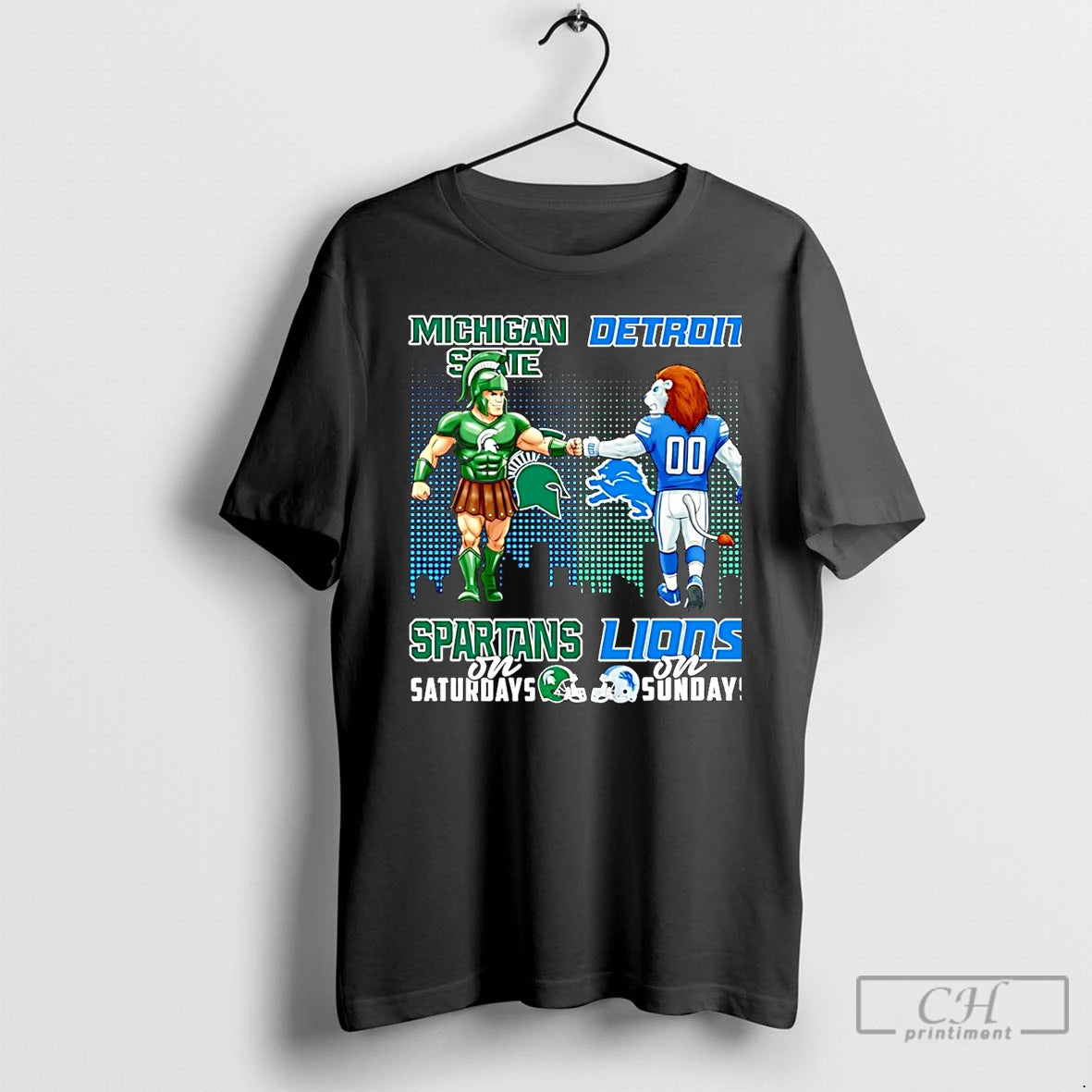 Classic Michigan State Spartans On Saturdays Vs Detroit Lions On Sundays Mascot Skyline Christmas