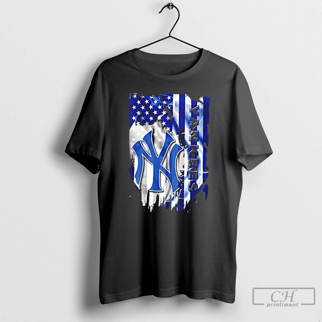 Classic New York Yankees Baseball X American Flag