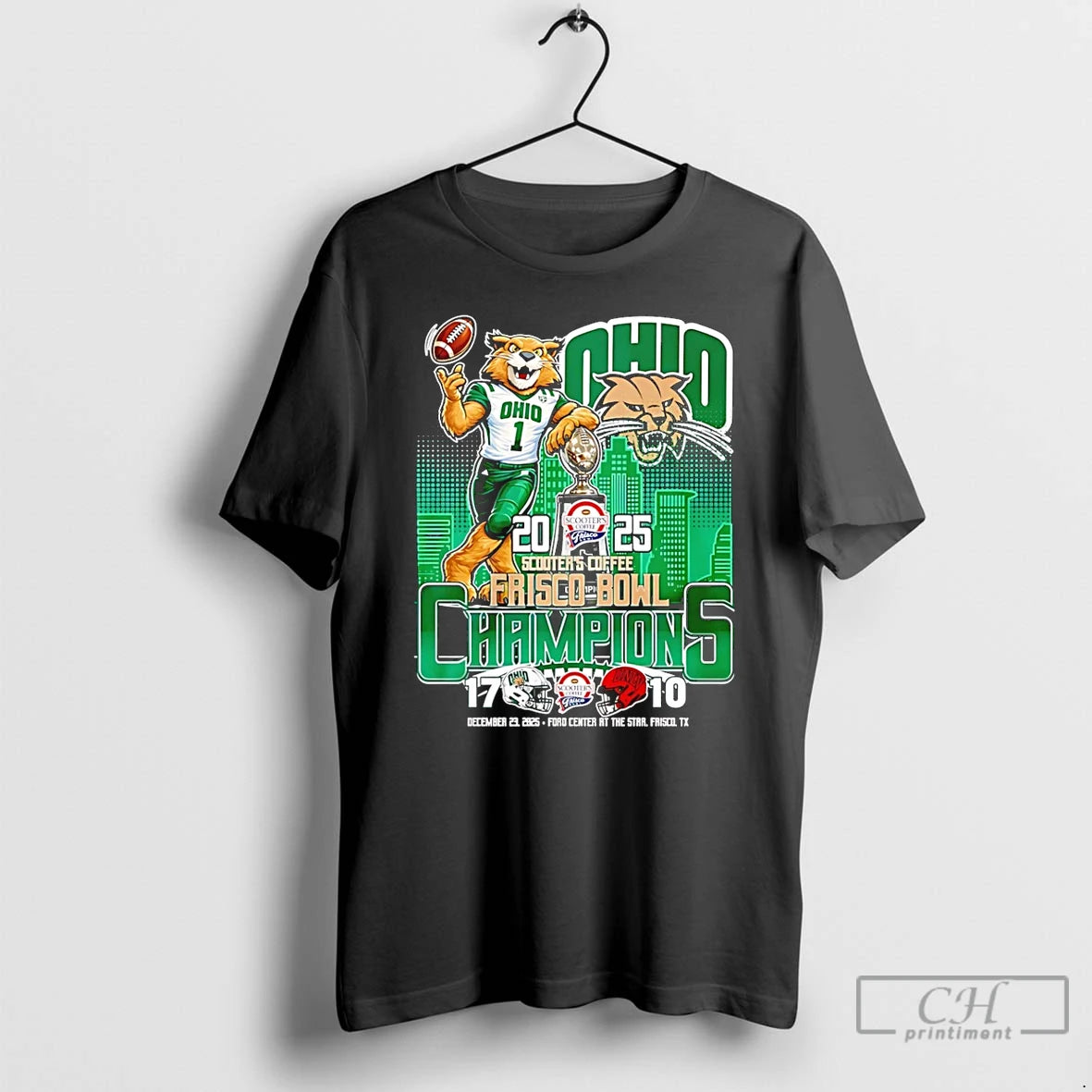 Classic Ohio Bobcats 2025 Scooters Coffee Frisco Bowl Champions City Skyline