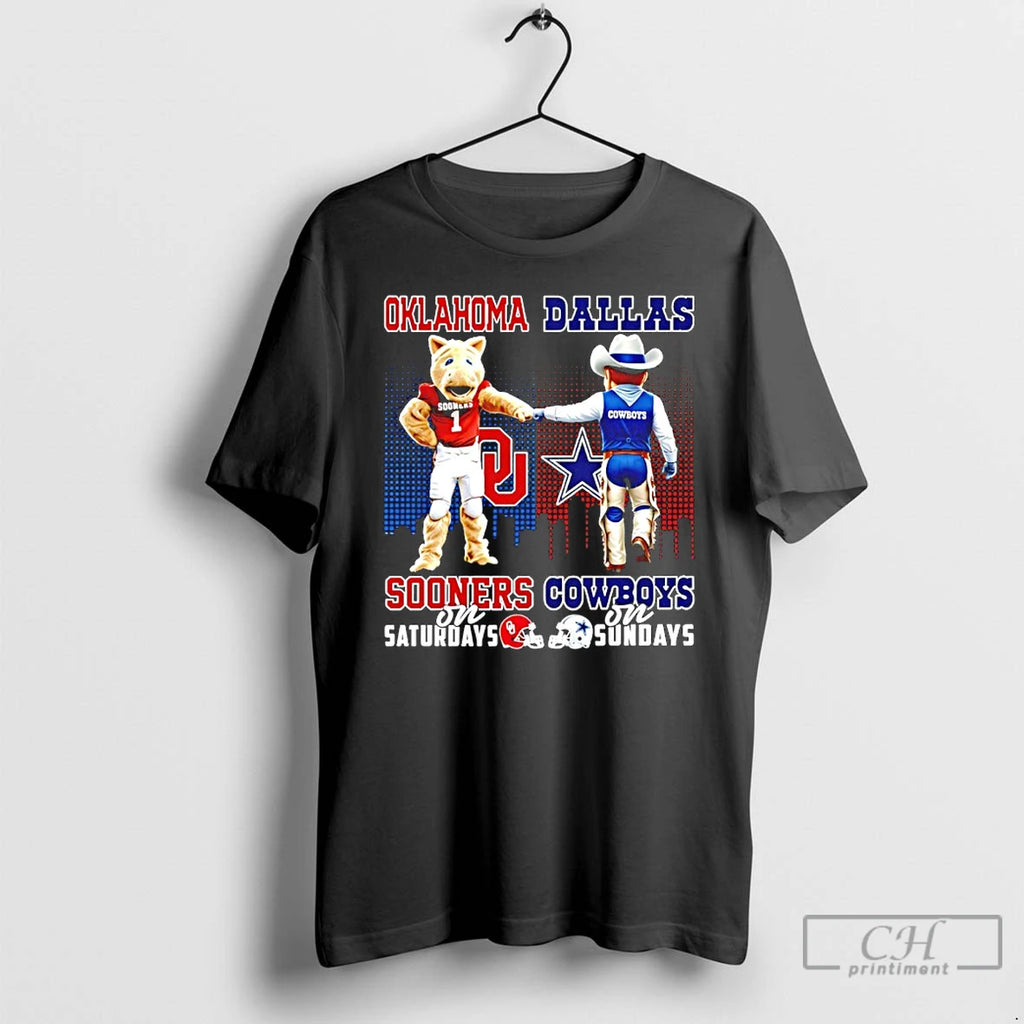 Classic Oklahoma Sooners On Saturdays Vs Dallas Cowboys On Sundays Mascot Skyline T Shirts Sweater