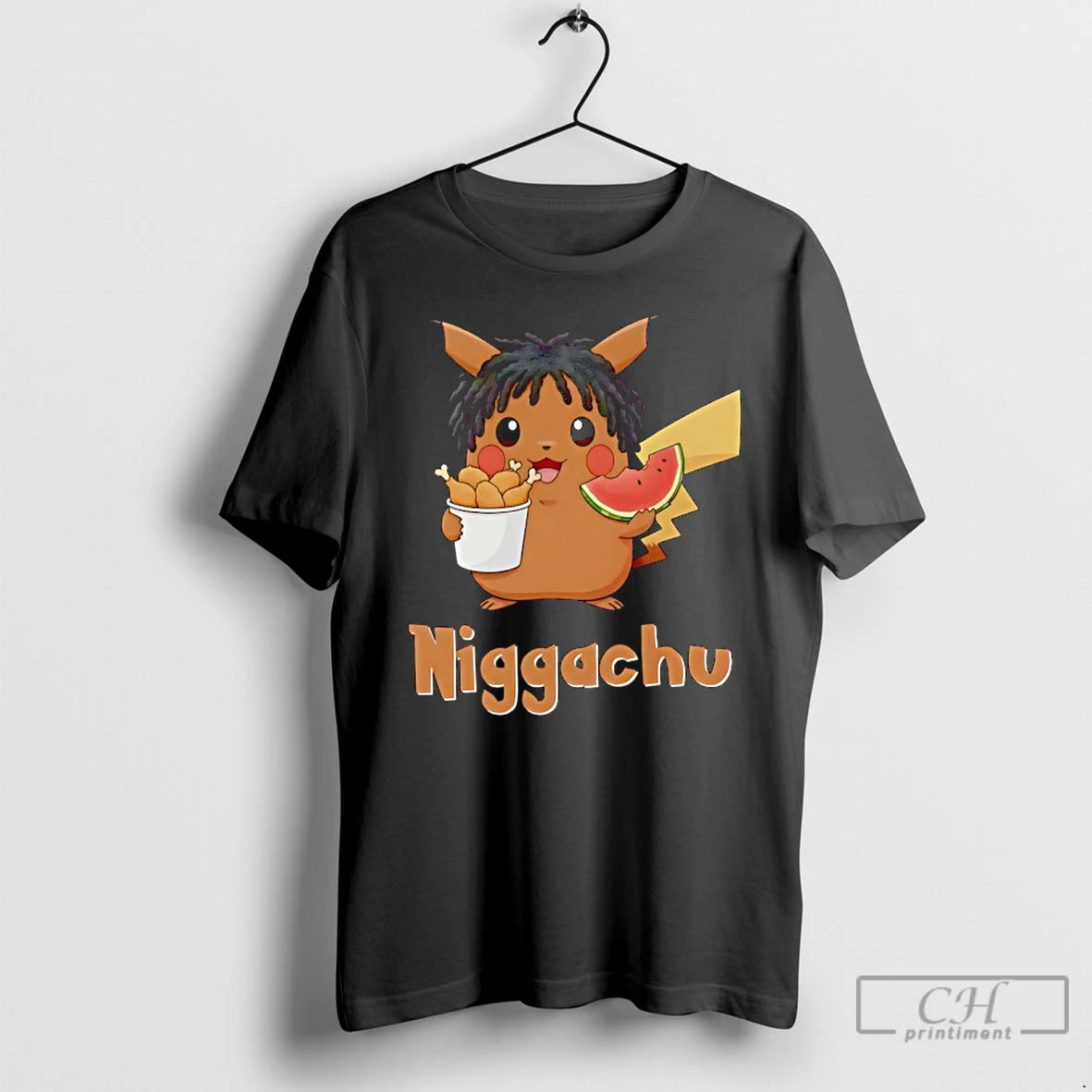 Classic Pikachi X Nigga Niggachu Eat Fried Chicken Drumsticks And Watermelon
