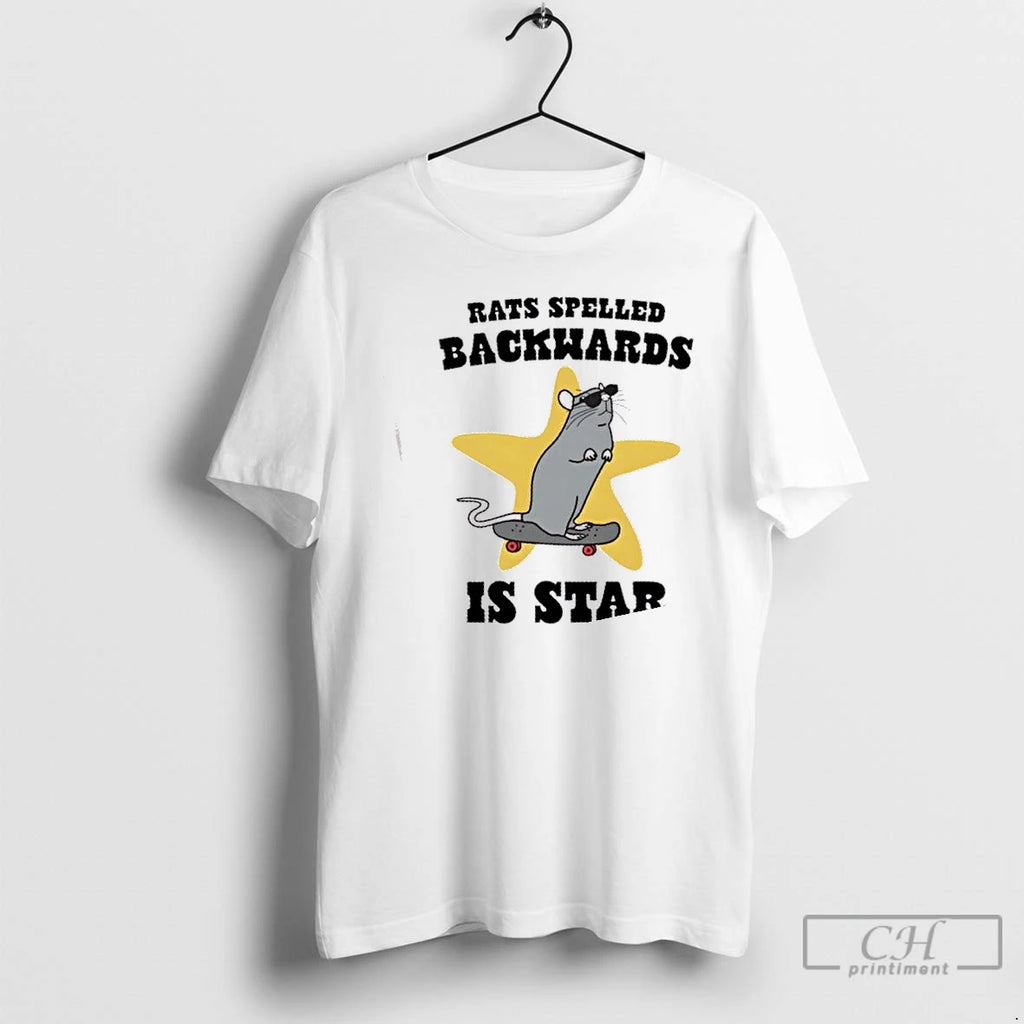 Classic Rat Skateboarding Spelled Backwards Is Star