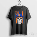 Classic Skull Wearing A Cap Syracuse Orange Us Flag