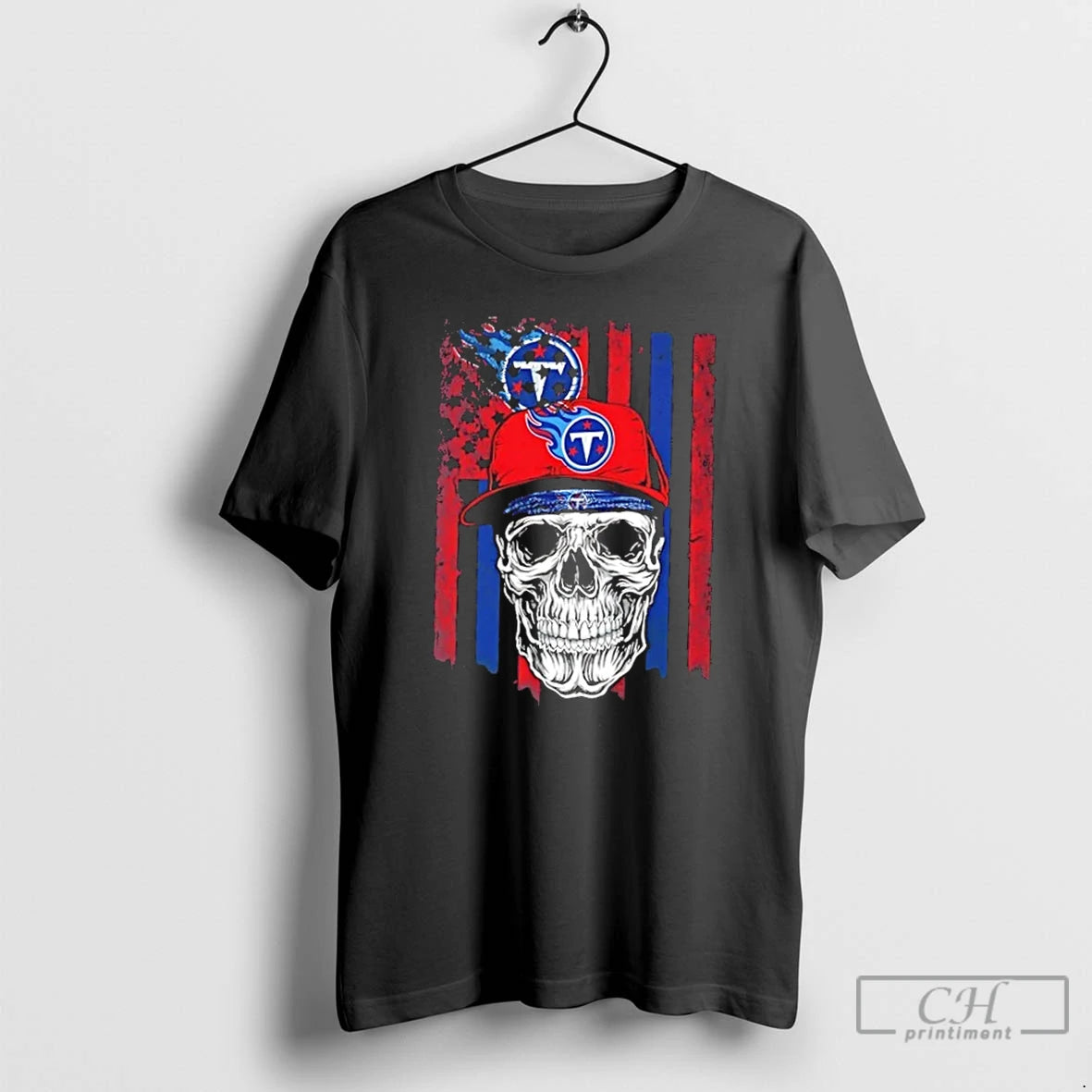 Classic Skull Wearing A Cap Tennessee Titans Us Flag