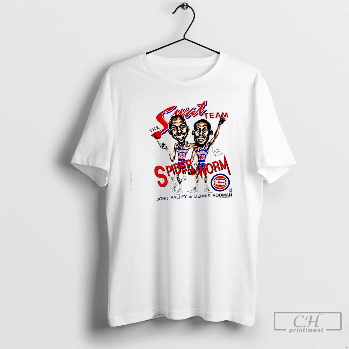 Classic Swat Team Spider The Worm Detroit Pistons John Salley And Dennis Rodman T Shirts