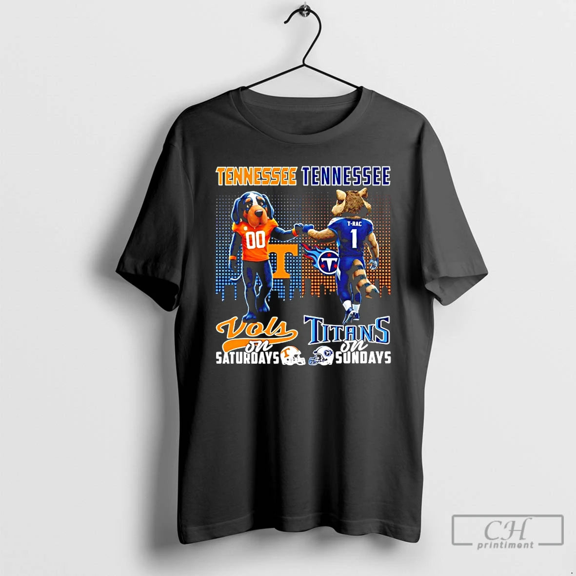 Classic Tennessee Volunteers On Saturdays Vs Tennessee Titans On Sundays Mascot City Skyline T Shirts