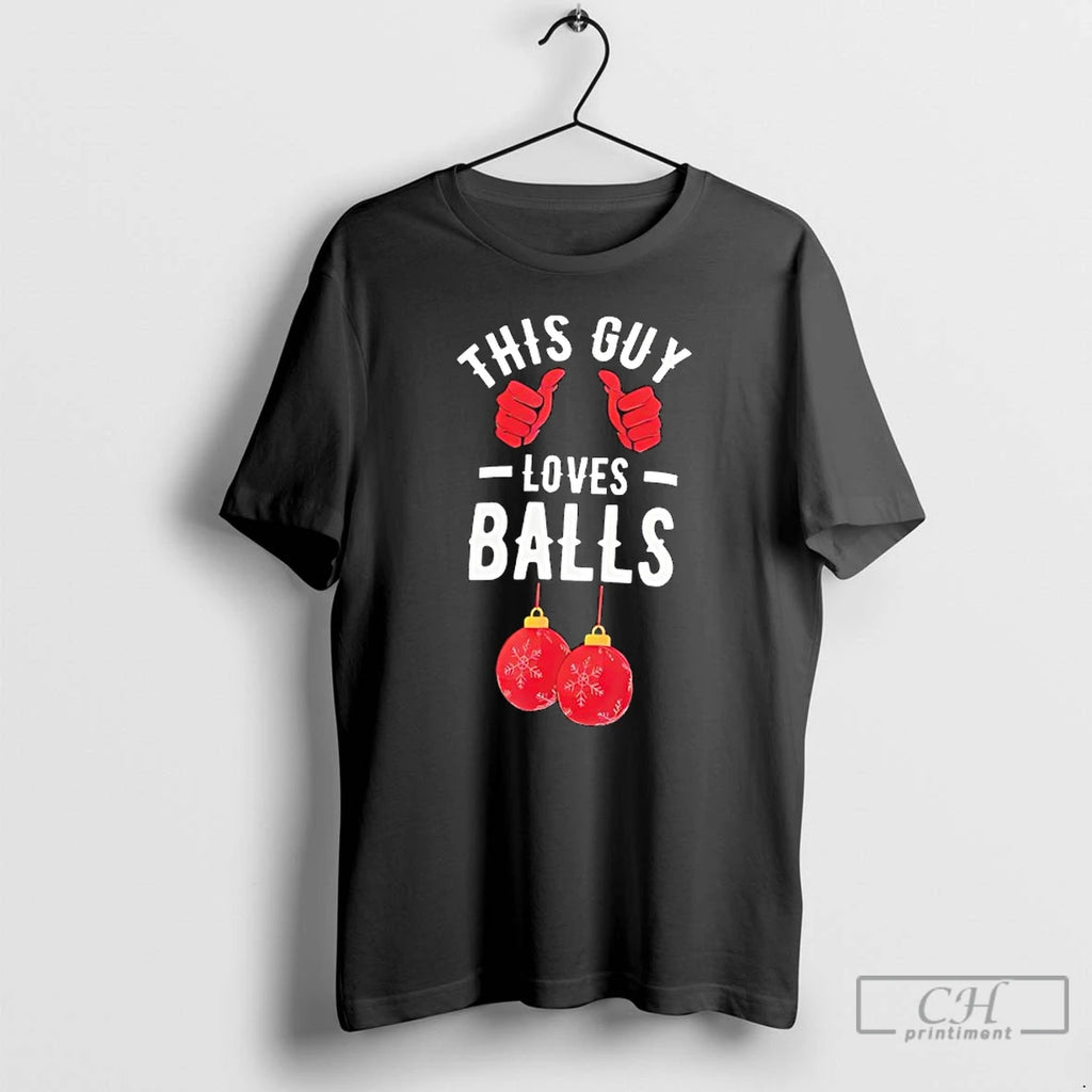 Classic This Guy Loves Balls Christmas Ornaments Graphic