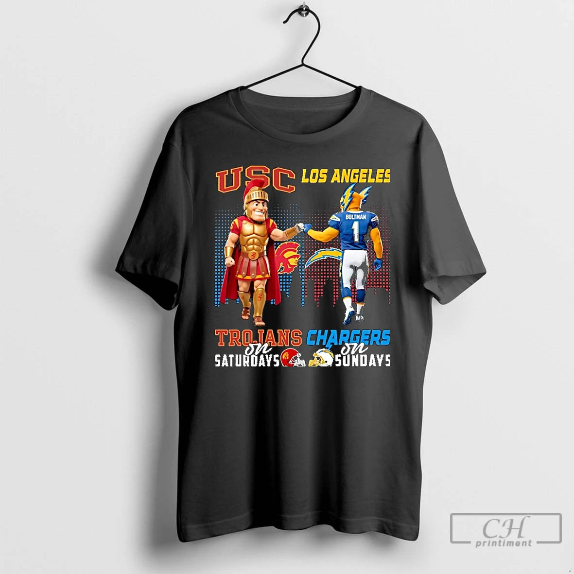 Classic Usc Trojans On Saturdays Vs Los Angeles Chargers On Sundays Mascot Skyline Christmas