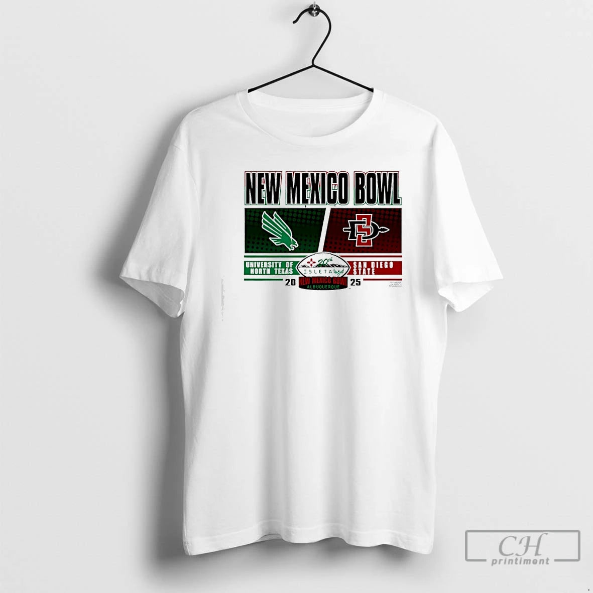 Classic University Of North Texas X San Diego State 2025 Isleta New Mexico Bowl Logo
