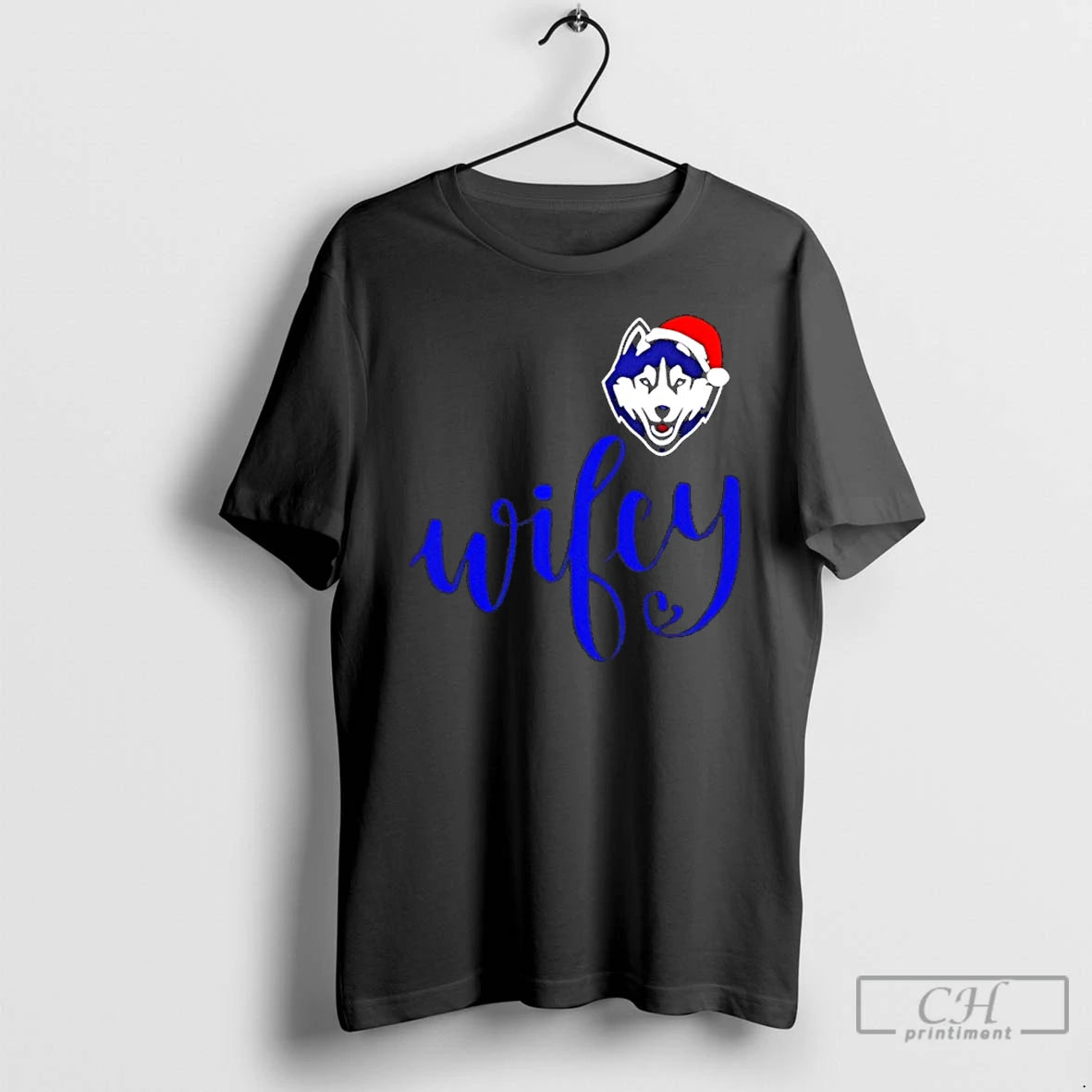 Classic Wifey Connecticut Huskies Santa Hat Merry Christmas