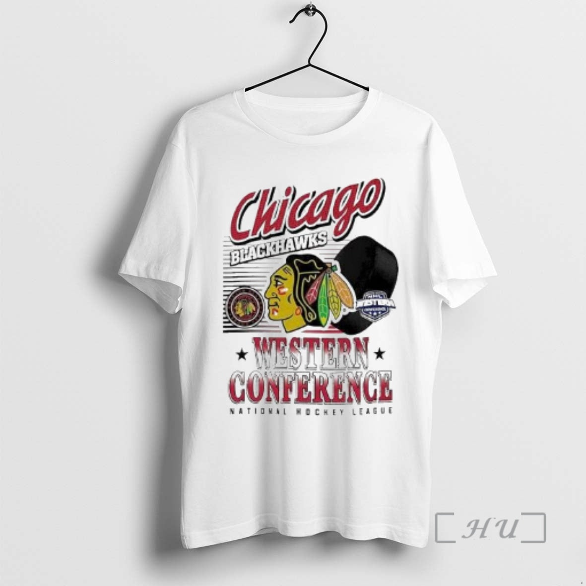 New Chicago Blackhawks Nhl Wastern Conference Logo And Ball Circle White Premium T Shirts Sweater