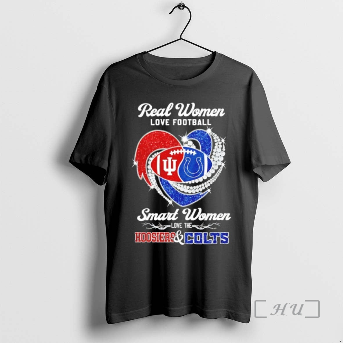 New Real Women Love Football Smart Women Love The Hoosiers And Colts Diamond Heart Premium