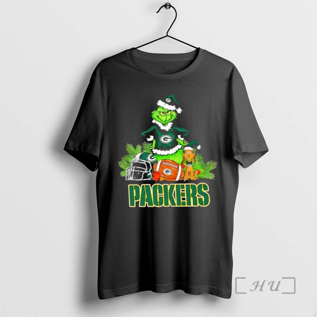 New The Grinch And Max Green Bay Packers Christmas Helmet Items Premium T Shirts Sweater