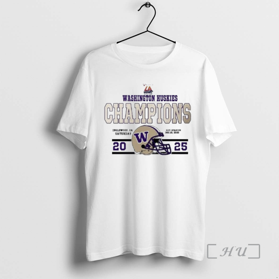 New Washington Huskies Football Champions 2025 Bucked Up La Bowl Hosted Helmet Premium T Shirts