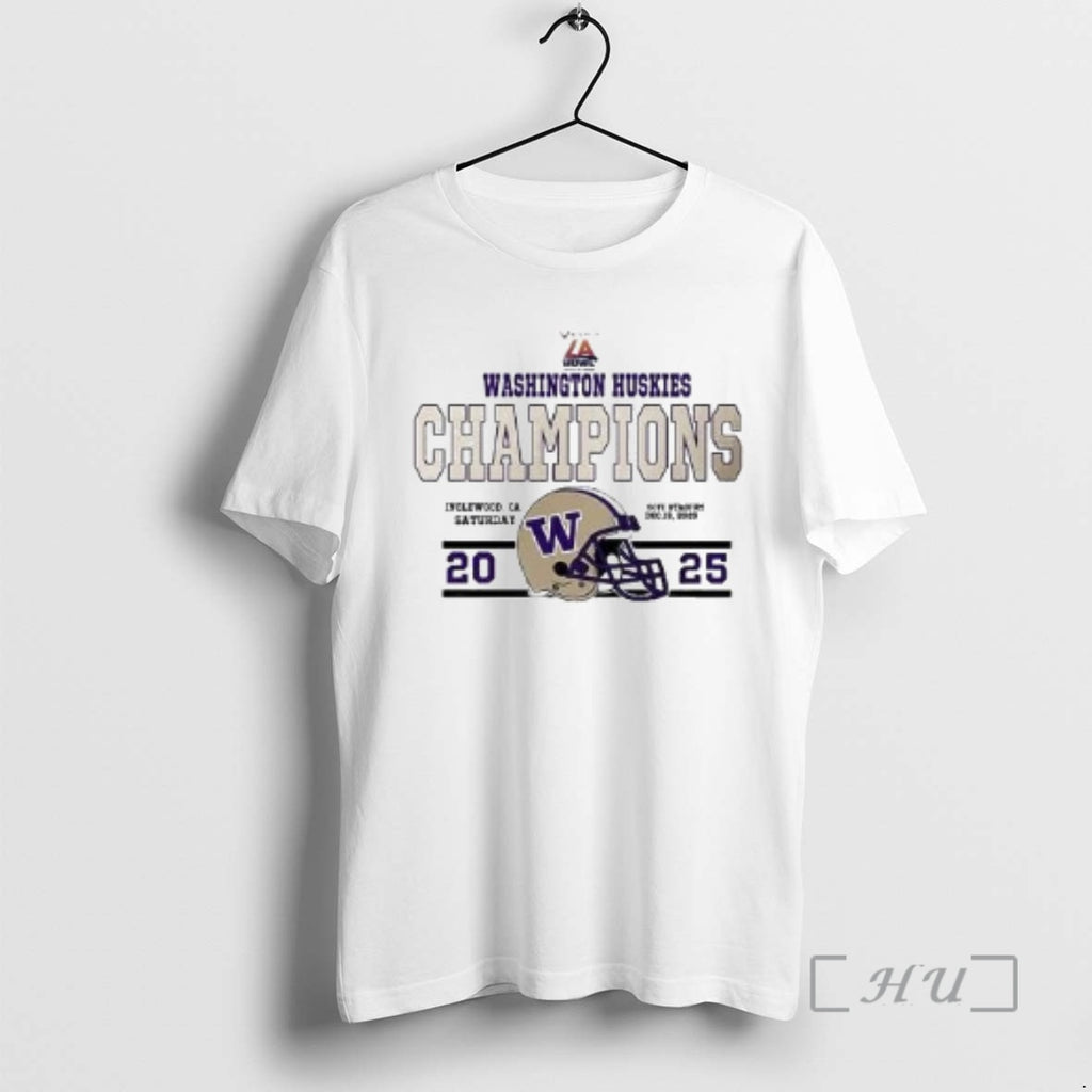 New Washington Huskies Football Champions 2025 Bucked Up La Bowl Hosted Helmet Circle White Premium