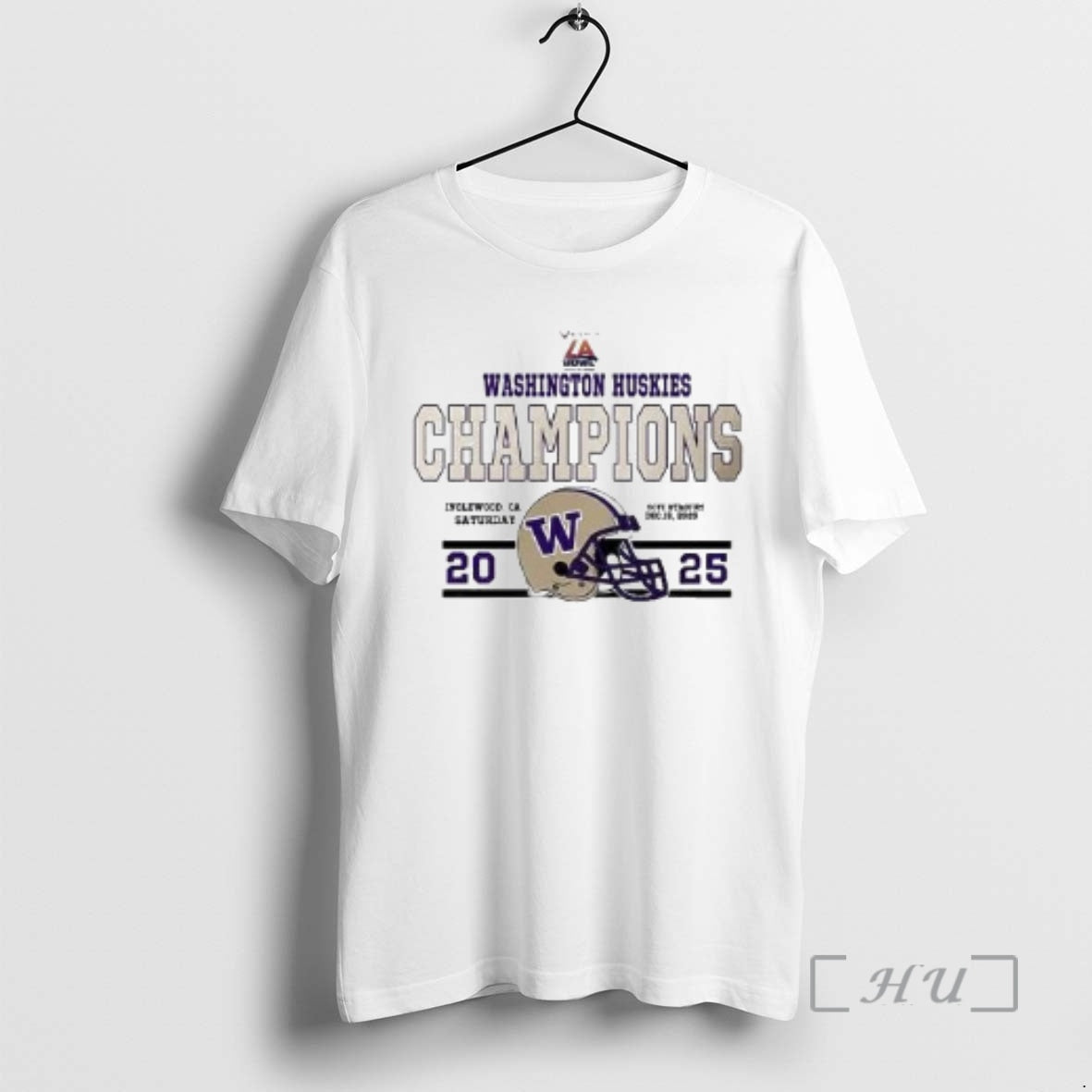 New Washington Huskies Football Champions 2025 Bucked Up La Bowl Hosted Helmet Circle White Premium
