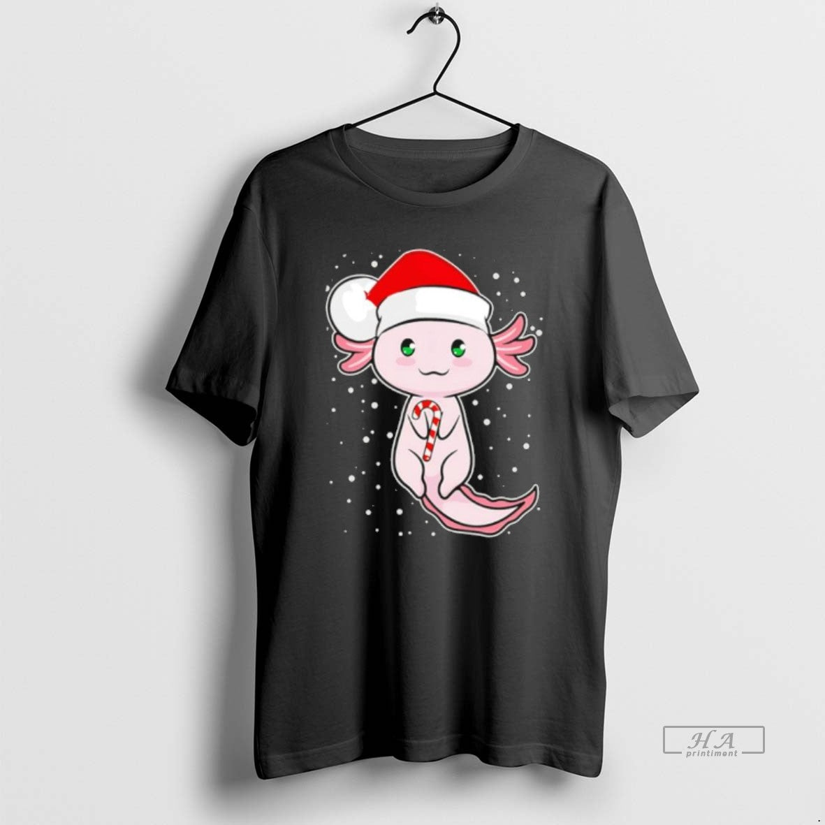 Official Axolotl Christmas Candy Cane Funny Santa Hat