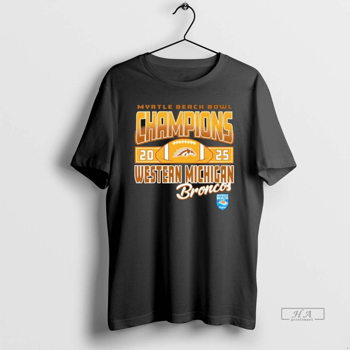 Official Myrtle Beach Bowl Champions 2025 Western Michigan Broncos Football Logos