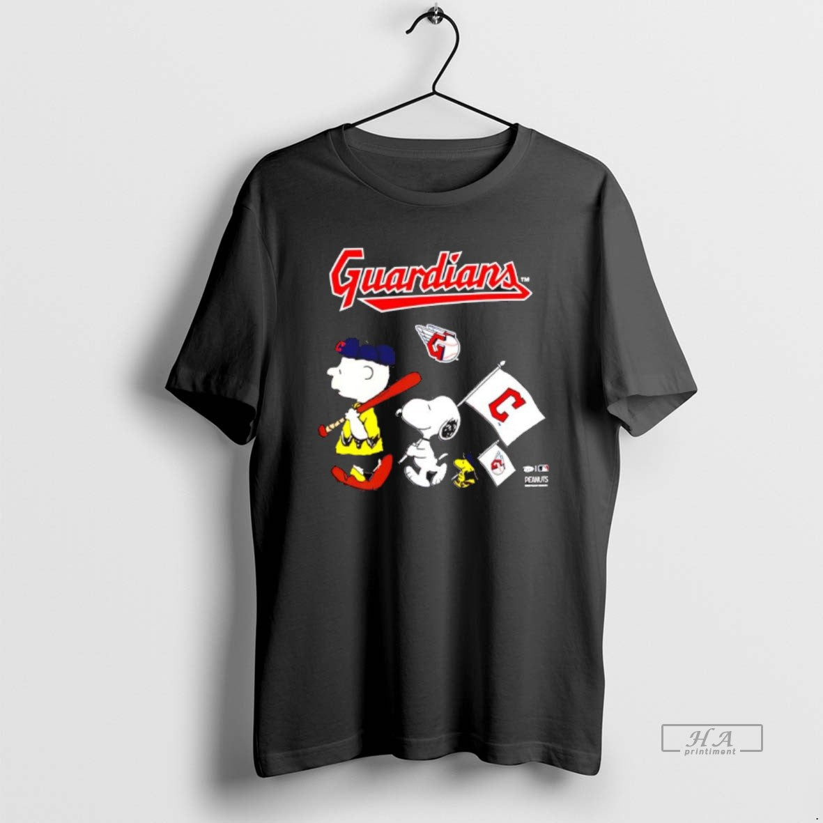 Official Peanuts Chracters Flag With Cleveland Guardians