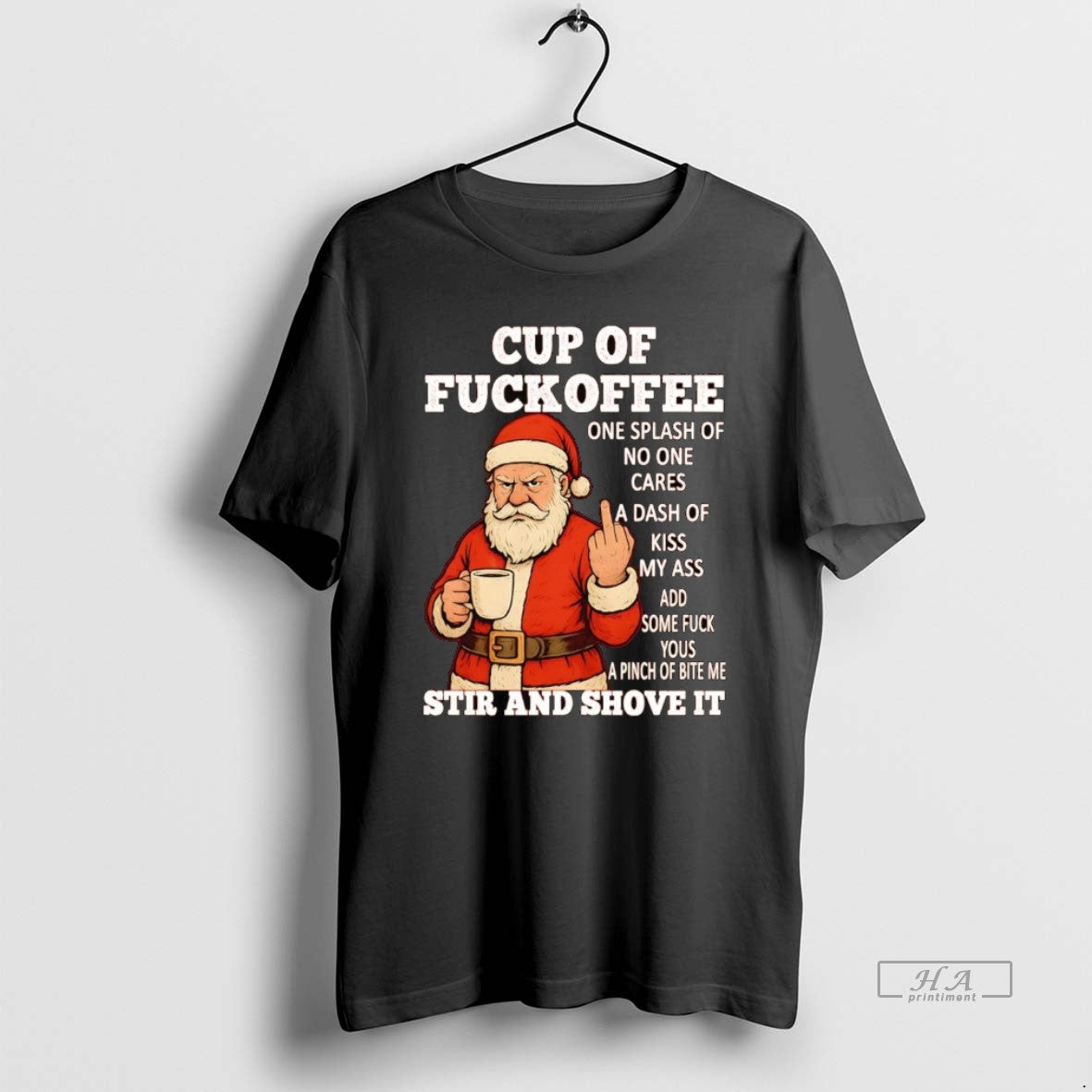 Official Santa Middle Finger Cup Of Fuckoffee Stir And Shove It Christmas